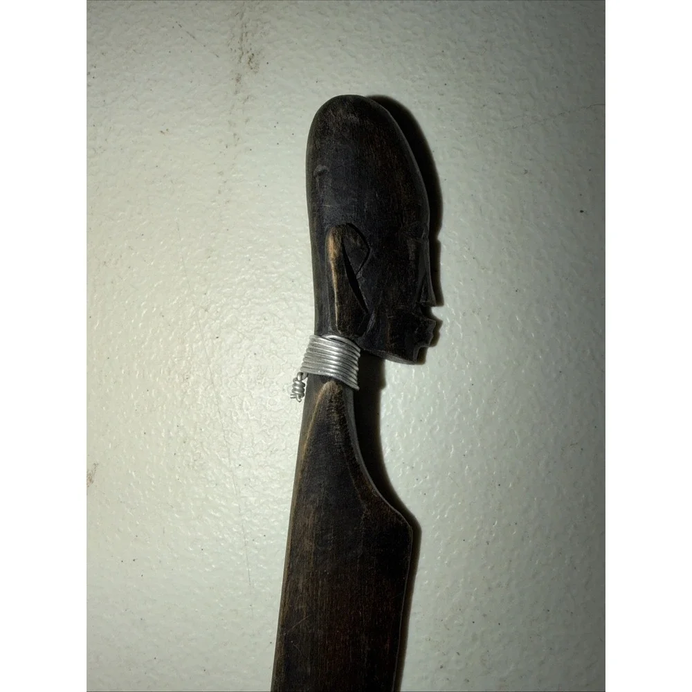 Vintage Antique Africa Carved Wood Letter Opener Desk Paper Knife Accessory